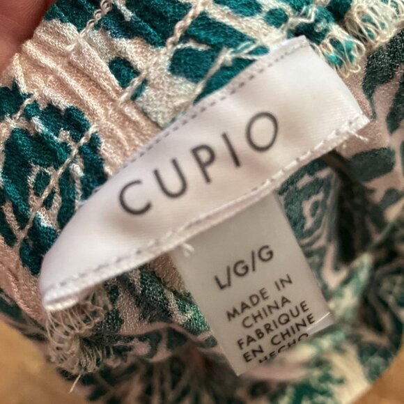 Cupio Womens Sz L/G Green & White Patterned Pants - Picture 3 of 5